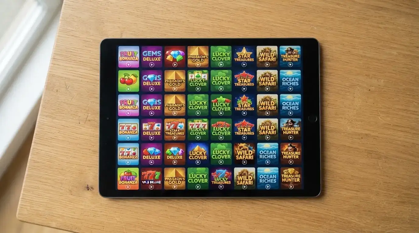 Een demo-bibliotheek met rijen gratis gokkasten die zonder download in de browser openen.