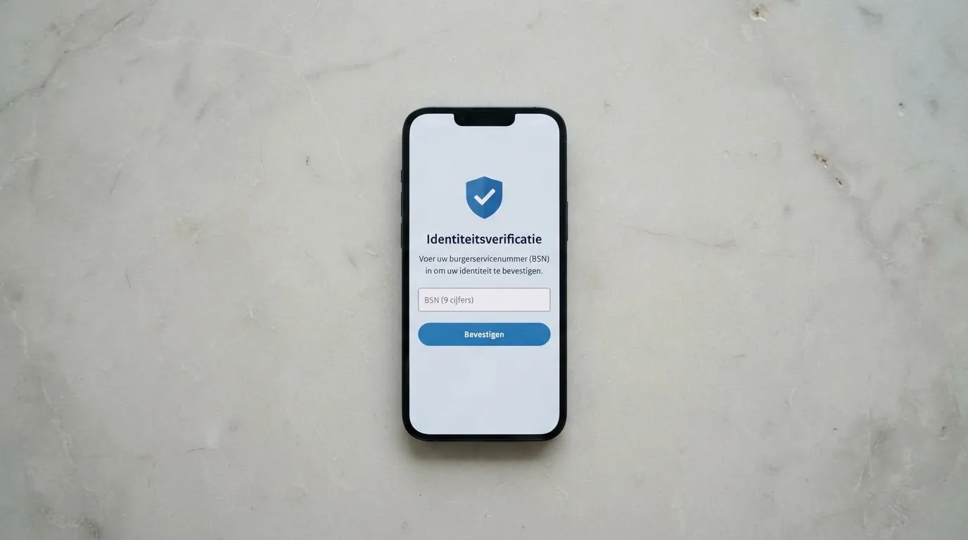 Een smartphone met een inlogscherm en het vergunningenregister van de Kansspelautoriteit.
