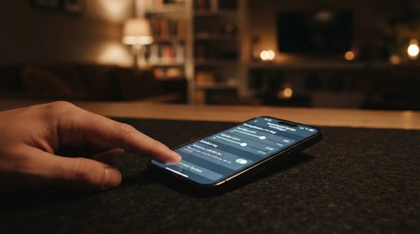 Smartphone met een instellingenscherm voor speellimieten en zelfuitsluiting bij een online casino