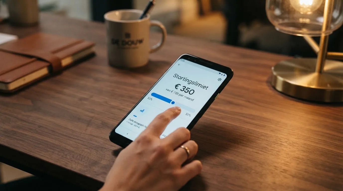 Accountscherm met een maandelijkse netto stortingslimiet en een ingestelde limiet