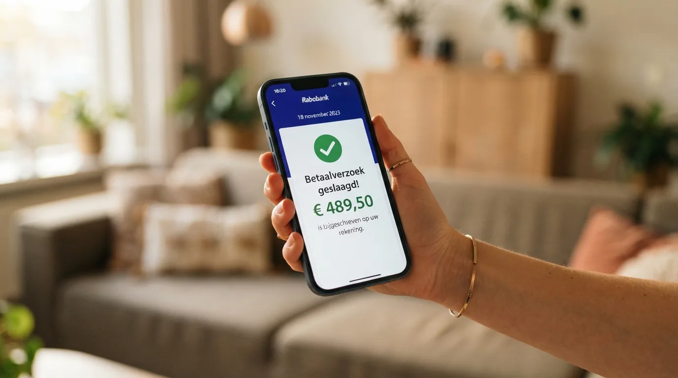 Smartphone met een bevestiging van een uitbetaling bij een online casino