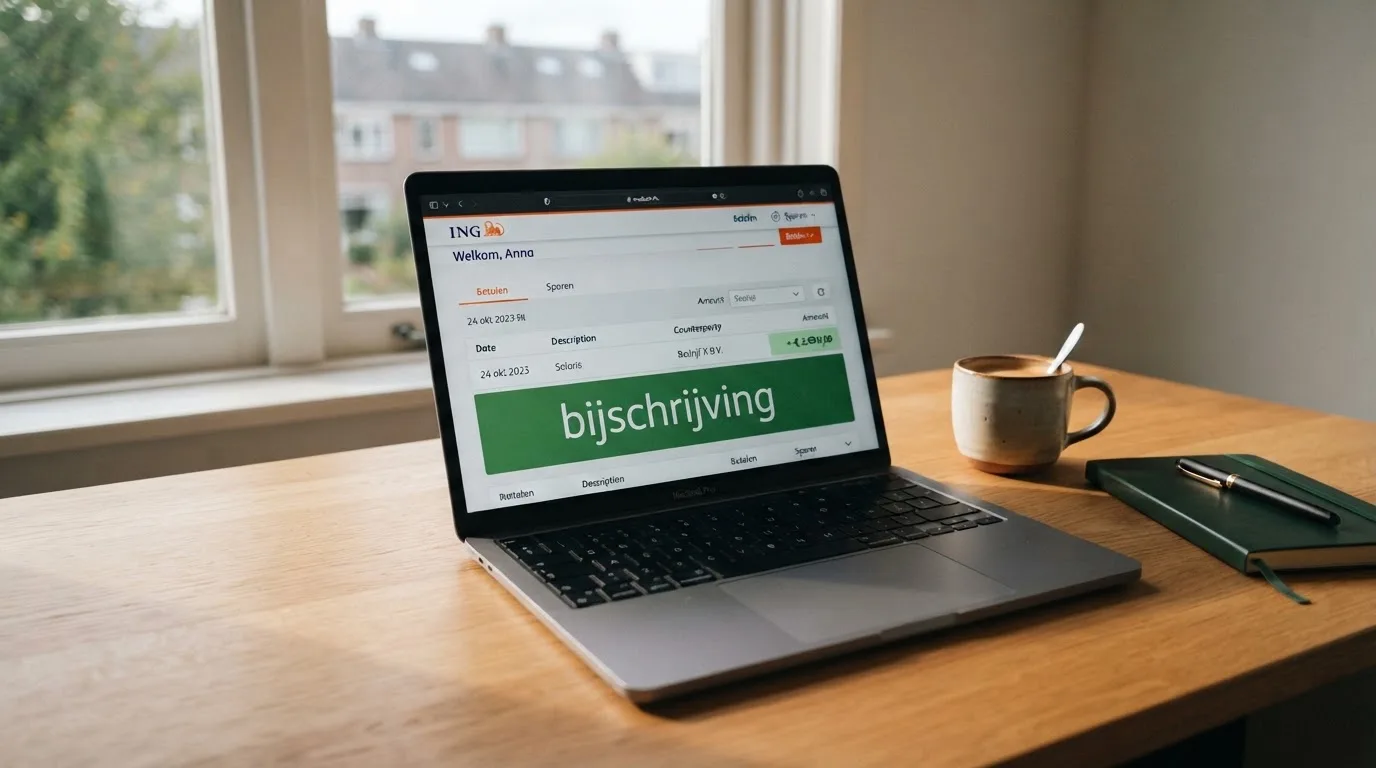 Bankafschrift op een laptopscherm met een bijgeschreven uitbetaling van een online casino